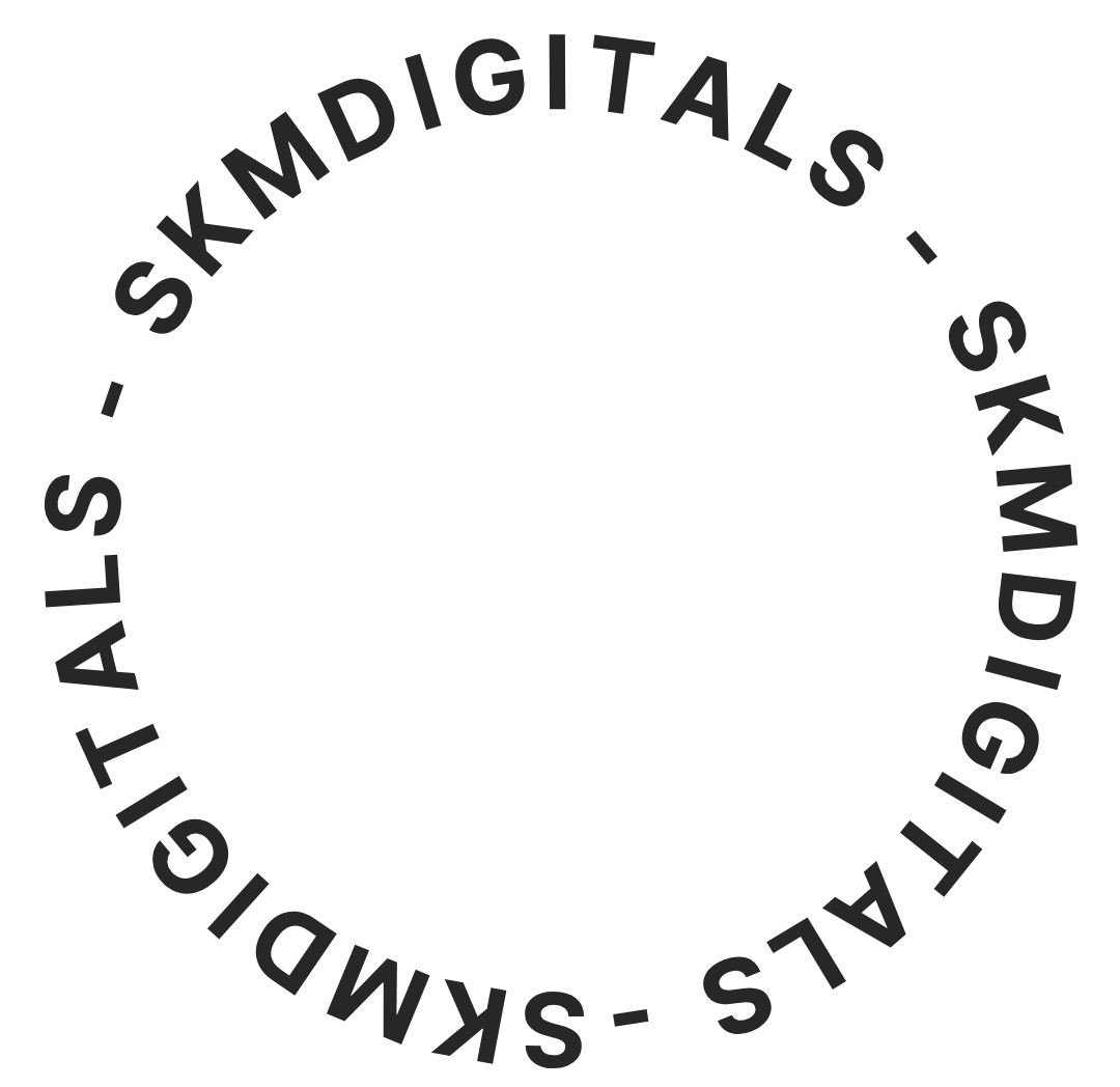 black bold text skmdigitals circle