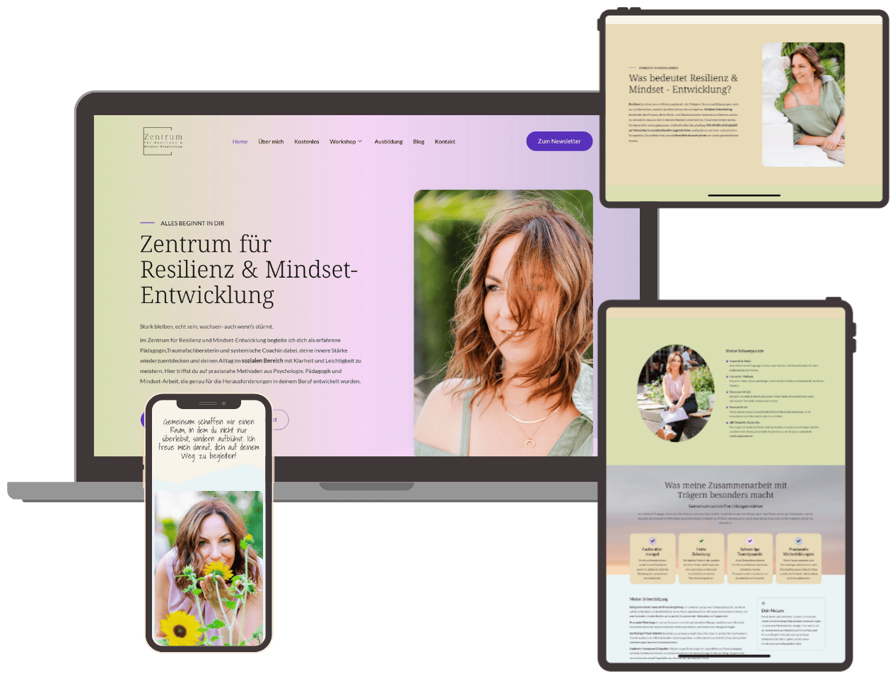 Mockups Screens Zentrum für Resilienz und Mindset