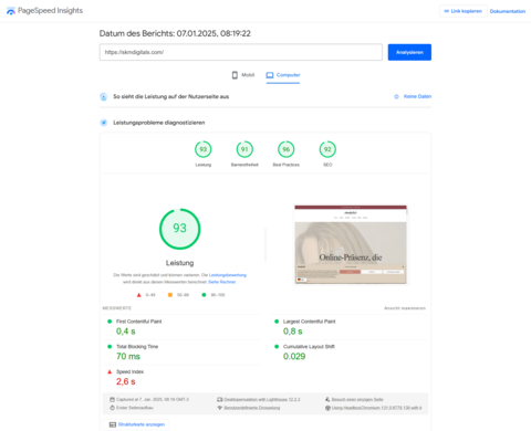 PageSpeed Insights Scan, Website, website erstellen lassen, webdesign, website templates, webdesign website, skmdigitals