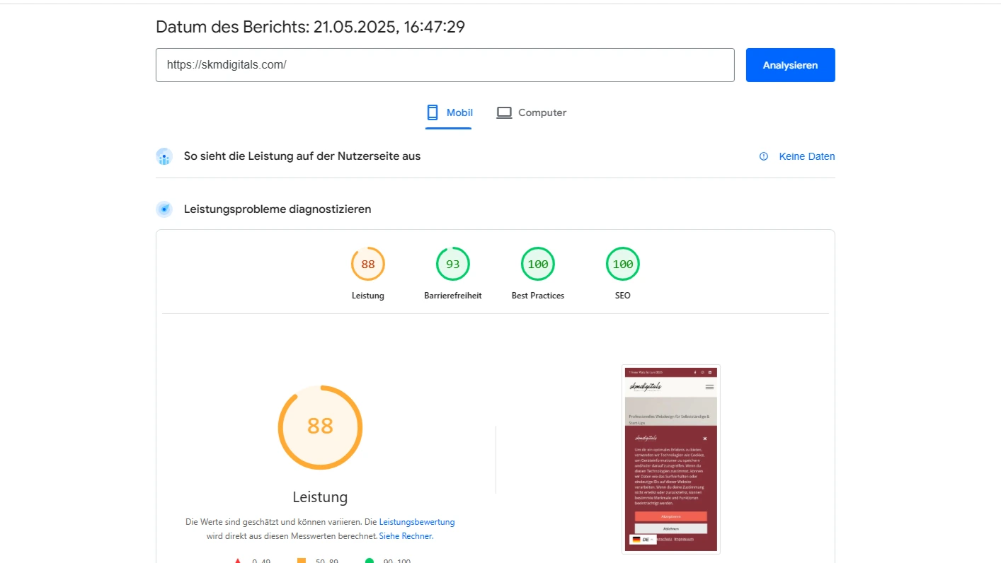 pagespeed analytics screenshot 2