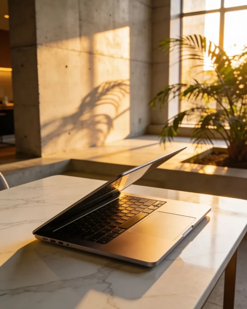 laptop-mockup-sund and plants